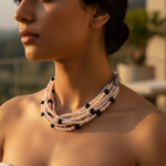 Load image into Gallery viewer, Pearl & Black Onyx Beaded Necklace | Statement Jewelry for Women