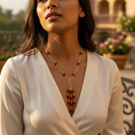 Load image into Gallery viewer, Silver Beaded Red Stone Necklace | Women's Fashion Jewelry