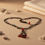 Load image into Gallery viewer, Black Beaded Necklace with Red Gemstones | Women's Fashion Jewelry