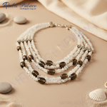 Load image into Gallery viewer, Multi-Layer White Gemstone & Smoky Quartz Necklace for Women