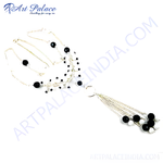 Load image into Gallery viewer, Silver beaded pendant necklace featuring black and white beads, perfect for women's fashion jewelry.