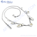 Load image into Gallery viewer, Sterling silver necklace with sparkling cubic zirconia gemstones. A delicate and elegant design for women.