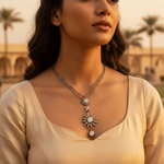 Load image into Gallery viewer, Silver Sunburst Necklace | Cubic Zirconia Pendant | For Women