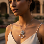 Load image into Gallery viewer, Silver Sunburst Pearl Pendant Necklace for Women | Gift Jewelry
