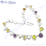 Load image into Gallery viewer, Sterling silver necklace featuring colorful gemstones, perfect for women's fashion and daily wear.