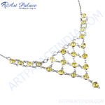 Load image into Gallery viewer, 925 silver citrine necklace, featuring oval-shaped yellow citrine gemstones. Designed for women's jewelry.
