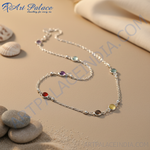 Load image into Gallery viewer, 925 Silver Gemstone Station Necklace | Women's Daily Wear Jewelry