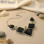 Load image into Gallery viewer, 925 Silver Onyx & Peridot Necklace for Women | Statement Jewelry