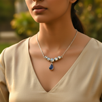Load image into Gallery viewer, 925 Silver Moonstone & Blue Gemstone Necklace for Women