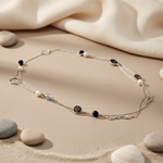 Load image into Gallery viewer, 925 Silver Chain Necklace with Black & Pearl Beads | For Women