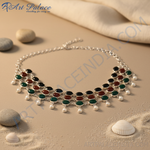 Load image into Gallery viewer, Silver Gemstone Necklace | Multi-Stone Choker for Women