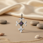 Load image into Gallery viewer, 925 Silver Amethyst Cross Pendant for Women | Gemstone Jewelry