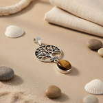Load image into Gallery viewer, 925 Silver Tree of Life Pendant Necklace | Tiger Eye Gemstone