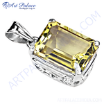 Load image into Gallery viewer, 925 sterling silver pendant with an emerald-cut yellow citrine gemstone, suitable for women.