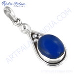 Load image into Gallery viewer, 925 sterling silver lapis lazuli pendant with oval blue gemstone