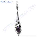 Load image into Gallery viewer, 925 sterling silver teardrop pendant with oval purple amethyst gemstone, perfect for women's daily wear