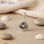 Load image into Gallery viewer, 925 Silver Smoky Quartz Pendant for Women | Daily Wear Gift