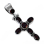 Load image into Gallery viewer, 925 Silver Garnet Cross Pendant Necklace for Women | Gift Jewelry