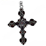 Load image into Gallery viewer, 925 Sterling Silver Garnet Cross Pendant Necklace for Women