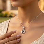 Load image into Gallery viewer, 925 Silver Oval Garnet Pendant for Women | Gemstone Jewelry