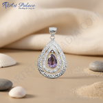 Load image into Gallery viewer, 925 Silver Amethyst Teardrop Pendant | Women's Gemstone Necklace