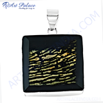 Load image into Gallery viewer, 925 sterling silver black onyx square pendant necklace for women. Elegant design.