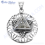 Load image into Gallery viewer, 925 sterling silver crystal triangle pendant with openwork design, perfect for gifting