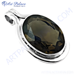 Load image into Gallery viewer, 925 sterling silver pendant with oval-cut smoky quartz gemstone, elegant and stylish.