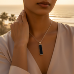 Load image into Gallery viewer, Silver Black Onyx Pendant for Women | Modern Geometric Jewelry