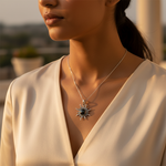 Load image into Gallery viewer, 925 Silver Sunburst Pendant | Black Pearl Gemstone Jewelry