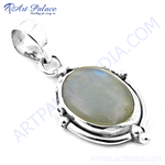 Load image into Gallery viewer, 925 sterling silver moonstone pendant with a luminous oval moonstone gemstone in a silver setting.