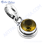 Load image into Gallery viewer, 925 sterling silver pendant with a round, yellow citrine gemstone, ideal for women's jewelry