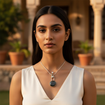 Load image into Gallery viewer, 925 Silver Pendant Necklace with Round Green Stone | Gift for Her