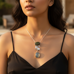 Load image into Gallery viewer, 925 Silver Unakite & Agate Pendant Necklace | Women's Jewelry