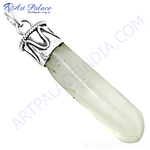 Load image into Gallery viewer, 925 sterling silver quartz crystal pendant necklace, light color gemstone