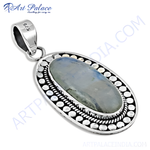 Load image into Gallery viewer, 925 sterling silver moonstone pendant, featuring a large oval-shaped moonstone, set in a detailed silver frame