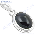 Load image into Gallery viewer, 925 sterling silver pendant with oval-shaped black onyx gemstone. A stylish and elegant jewelry piece.