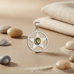 Load image into Gallery viewer, 925 Silver Peridot Star Pendant | Women's Gemstone Necklace