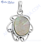 Load image into Gallery viewer, 925 sterling silver mother of pearl pendant with iridescent white and light green stone, for women