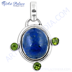 Load image into Gallery viewer, 925 Silver Lapis Lazuli & Peridot Pendant for Women | Gemstone Jewelry