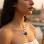 Load image into Gallery viewer, 925 Sterling Silver Malachite Pendant | Starburst Design | Gift
