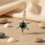 Load image into Gallery viewer, 925 Sterling Silver Malachite Pendant | Starburst Design | Gift