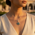 Load image into Gallery viewer, 925 Silver Sunburst Pendant | Blue Gemstone for Women