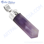 Load image into Gallery viewer, 925 sterling silver amethyst point pendant, purple gemstone crystal jewelry for women