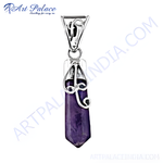 Load image into Gallery viewer, 925 sterling silver amethyst pendant, featuring a purple gemstone in a detailed setting.