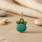 Load image into Gallery viewer, 925 Silver Turquoise & Peridot Pendant for Women | Gift