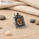 Load image into Gallery viewer, 925 Silver Tiger Eye Pendant | Geometric Gemstone Necklace