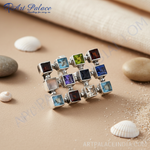 Load image into Gallery viewer, 925 Silver Multi-Gemstone Ring for Women | Statement Jewelry