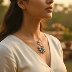 Load image into Gallery viewer, 925 Silver Multi-Gemstone Flower Pendant for Women | Art Jewelry