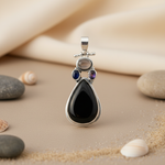Load image into Gallery viewer, 925 Silver Onyx Pendant Necklace for Women | Teardrop Gemstone